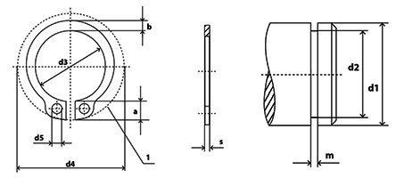 DIN 471 Retaining Rings for Shaft drawing