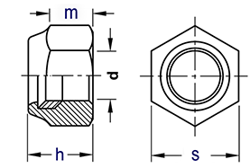 DIN 985 Nylon Insert Lock Nut drawing