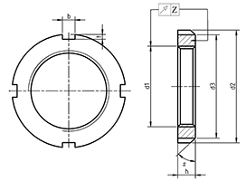 DIN 981 Slotted Round Nuts drawing